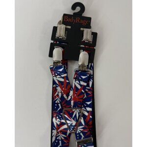Body Rage USA Flag Weed Leaf Suspenders Red White Blue Cannabis Spencer’s